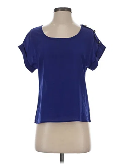 Pre-owned Blu Pepper Short Sleeve Top Blue Scoop Neck Tops