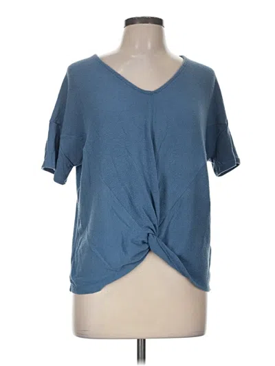 Pre-owned Blu Pepper Short Sleeve Top Blue V-neck Tops