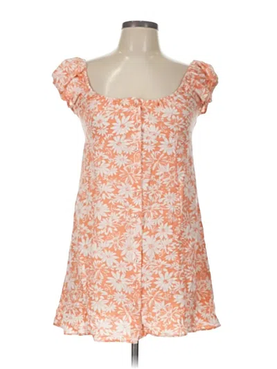 Pre-owned Blu Pepper Short Sleeve Top Orange Sweetheart Neckline Tops