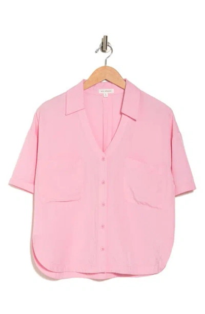 Blu Pepper Short Sleeve Woven Top In Pink