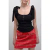 Blu Pepper Shoudler Tie Tank Top In Black