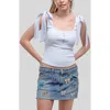 Blu Pepper Shoudler Tie Tank Top In Blue
