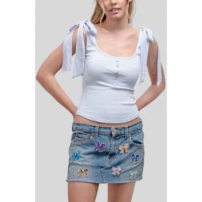 Blu Pepper Shoudler Tie Tank Top In Blue