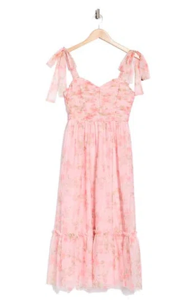 Blu Pepper Shoulder Tie Floral Maxi Dress In Multi