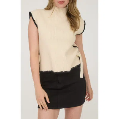 Blu Pepper Side Bow Cap Sleeve Sweater In Neutral