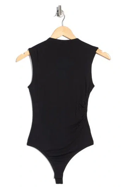 Blu Pepper Side Cinched Mock Neck Top In Black