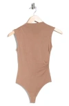Blu Pepper Side Cinched Mock Neck Top In Brown