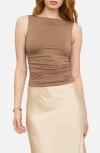 Blu Pepper Side Ruched Tank In Brown