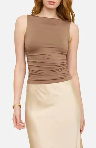 Blu Pepper Side Ruched Tank In Brown