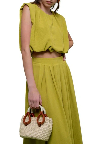 Blu Pepper Sleeveless Blouson Crop Top In Kiwi