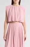 Blu Pepper Sleeveless Blouson Crop Top In Light Pink
