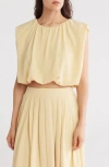 Blu Pepper Sleeveless Blouson Crop Top In Light Yellow