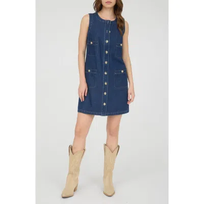 Blu Pepper Sleeveless Button Front Denim Minidress