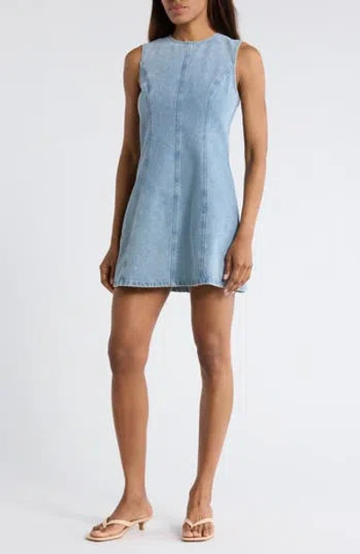 Blu Pepper Sleeveless Fit & Flare Denim Minidress In Blue
