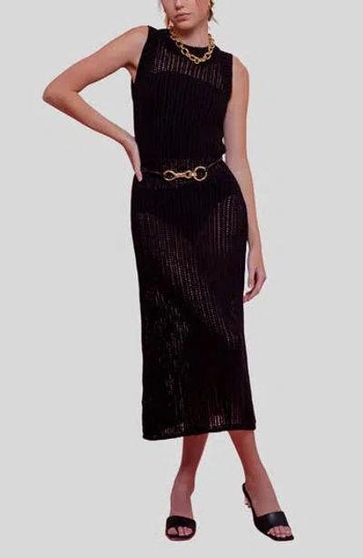 Blu Pepper Sleeveless Knit Midi Dress In Black