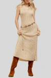 Blu Pepper Sleeveless Knit Midi Dress In Natural