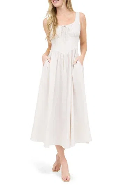 Blu Pepper Sleeveless Midi Dress In Light Taupe