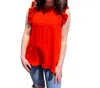 Blu Pepper Sleeveless Woven Top With Ruffled Detail In Tomato Red In Multi