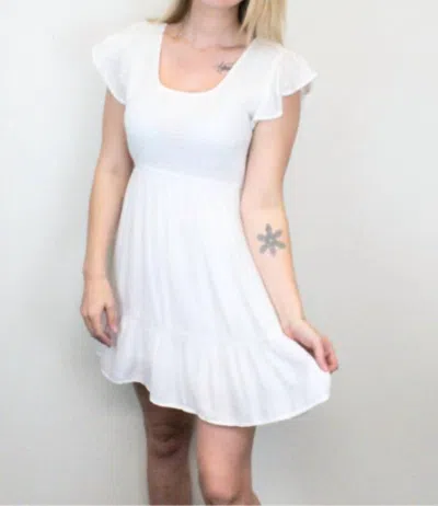Blu Pepper Smock Mini Dress In White