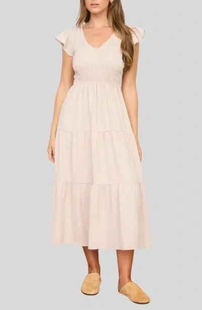 Blu Pepper Smocked Maxi Dress In Neutral