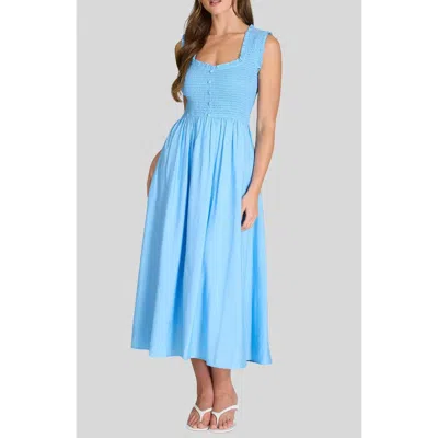 Blu Pepper Smocked Midi Dress In Blue