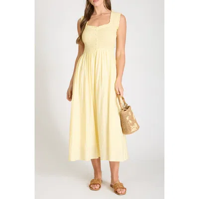 Blu Pepper Smocked Midi Dress In Yellow