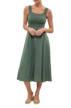 Blu Pepper Smocked Midi Sundress In Hunter Green