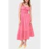 Blu Pepper Smocked Open Back Cotton Maxi Dress
