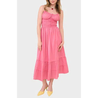 Blu Pepper Smocked Open Back Cotton Maxi Dress