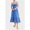 Blu Pepper Smocked Open Back Cotton Maxi Dress