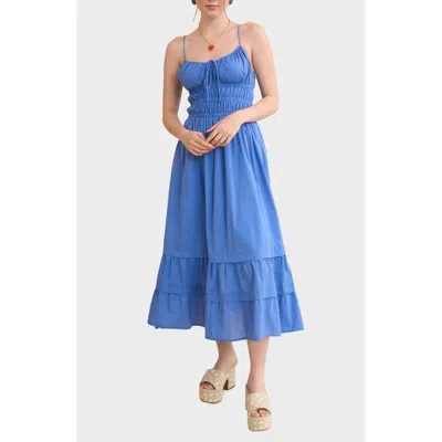 Blu Pepper Smocked Open Back Cotton Maxi Dress