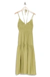 Blu Pepper Smocked Sleeveless Maxi Dress In Kiwi