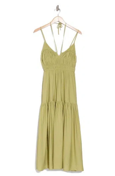Blu Pepper Smocked Sleeveless Maxi Dress In Kiwi