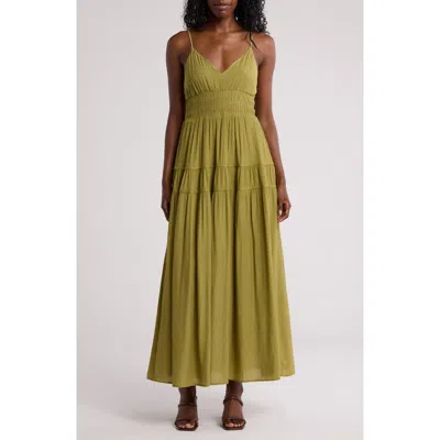 Blu Pepper Smocked Sleeveless Maxi Dress In Olive | ModeSens