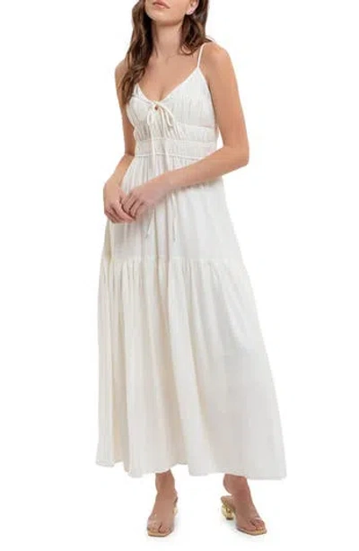 Blu Pepper Smocked Sleeveless Maxi Dress In White