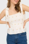 Blu Pepper Smocked Tie Shoulder Tank In White