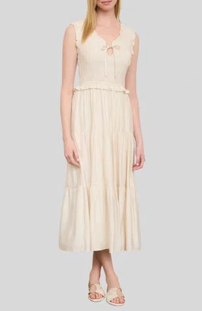 Blu Pepper Smocked Tiered Dress In Neutral