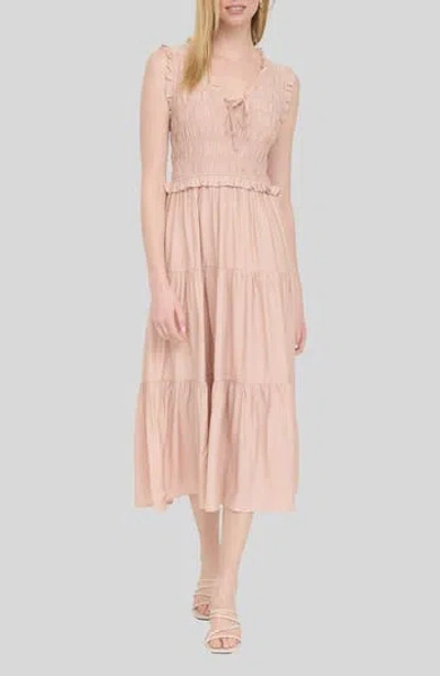 Blu Pepper Smocked Tiered Dress In Pink