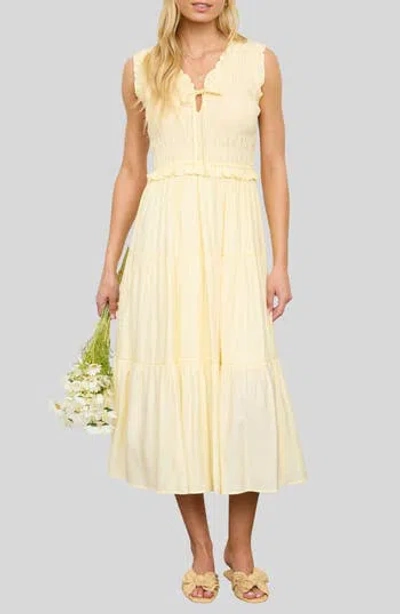 Blu Pepper Smocked Tiered Dress In Yellow