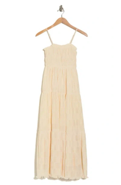 Blu Pepper Smocked Tiered Midi Sundress In Champagne