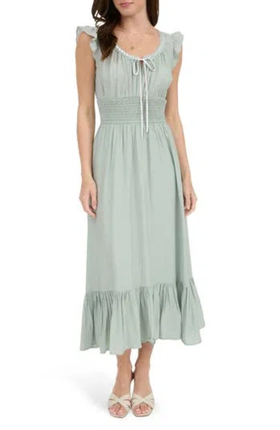 Blu Pepper Smocked Waist Midi Dress In Green