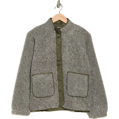 Blu Pepper Snap Front Fleece Jacket In Olive