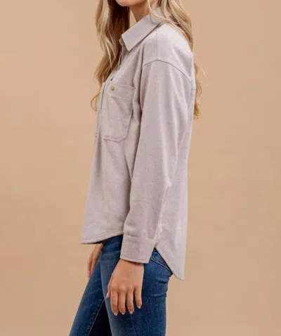Blu Pepper Soft Knit Shacket In Taupe