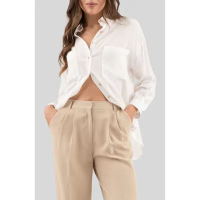 Blu Pepper Solid Button Front Shirt In White
