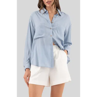 Blu Pepper Solid Button Front Shirt In Blue