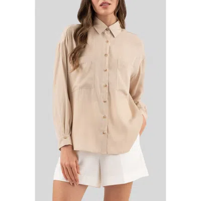 Blu Pepper Solid Button Front Shirt In Neutral