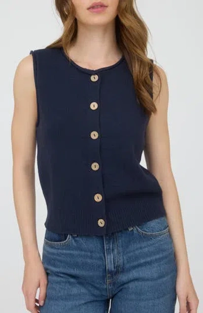 Blu Pepper Solid Button Front Sweater Vest In Blue