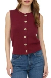 Blu Pepper Solid Button Front Sweater Vest In Purple