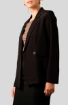 Blu Pepper Solid Double Breasted Blazer In Black