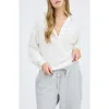 Blu Pepper Solid Hooded Henley In Off White